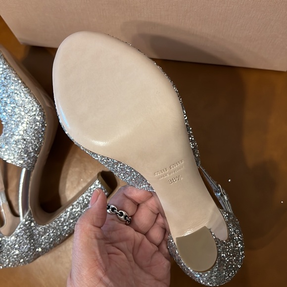 Authentic MIU MIU glittery sandals heels size 38.5 - Picture 6 of 10